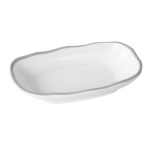 จานเมลามีนทรงไม่สมมาตร สีขาว สำหรับร้านอาหาร โรงแรม งานเลี้ยงน้ำชา กาแฟ - Product Image 2