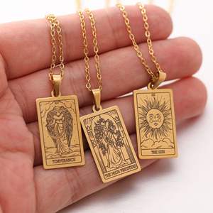 22 cartas de Tarot colgantes collar emperatriz estrella sol Luna muerte justicia el tonto colgantes con cadenas de acero inoxidable joyería de mujer - Product Image 5