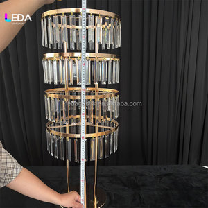 LEDA Crystal Cascade Centerpiece Stand Gold Metal Wedding <b>Table</b> <b>Decoration</b> Luxury Party Decor - Product Image 4