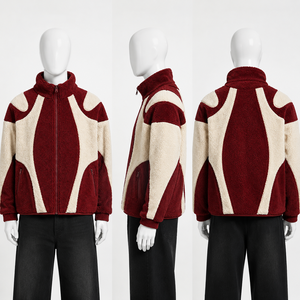Chaqueta de Invierno de Forro Polar Sherpa con Bloques de Color para Marcas de Ropa Urbana |   Forro Interior Frontal de 720GSM, Carcasa Resistente al Viento, MOQ 50 Piezas, OEM - Product Image 3