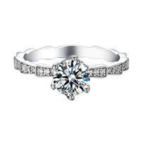 Bague Ronde en Argent 925 avec Moissanite, Sertie à Griffes, Plaqué Rhodium, Bijoux en Gros du Fabricant d'Argent