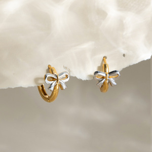 Bowknot <b>Hoop</b> <b>Earrings</b> Stainless Steel Gold <b>Silver</b> Color Block Women Gift Jewelry Fashion <b>Earrings</b> - Product Image 4