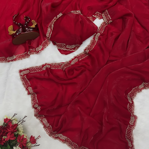 Sari de Seda Banarasi Original Multicolor Especial para Aniversario/Recepción, con Blusa Reversible para Fiesta - Product Image 1