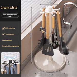 Modern Design Rotating Carbon Steel Kitchen <b>Storage</b> Rack Cutlery Holder Waterproof <b>Tabletop</b> Spoon Organizer - Product Image 5