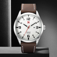 Montre pour homme NS Never Stop N917, bracelet en cuir, sport, décontractée, étanche, calendrier, date automatique, avec boîte cadeau