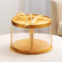 Usine En Gros De Luxe En Plastique Transparent Gâteau Cadeau Boîte D'or Grand Rond Prêt À Expédier Des Boîtes À Gâteau