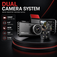 Enregistreur vidéo 1080P à caméra unique avec Wi-Fi intégré, écran 4 pouces, batterie 150 mAh, mini USB, 64 Go, WDR, format AVI, enregistrement en boucle