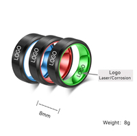 ShuoyeW 8mm bague en acier inoxydable noir rouge vert deux couleurs biseau brossé logo laser de base bague en acier inoxydable bague 944