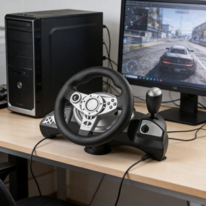 Volant de course à dégagement rapide pratique et confortable avec support de volant pour simulateur de course - Product Image 1