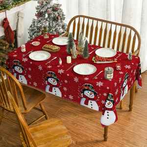 Mantel de tela para Navidad y Año Nuevo, decoración de mesa de algodón y poliéster para fiestas, cocina y hogar - Product Image 3