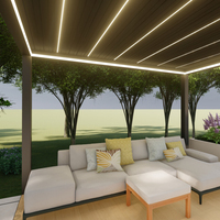 Toit à persiennes motorisé RGB Light Pergola en aluminium étanche avec cadre enduit de poudre pour le divertissement dans la cour