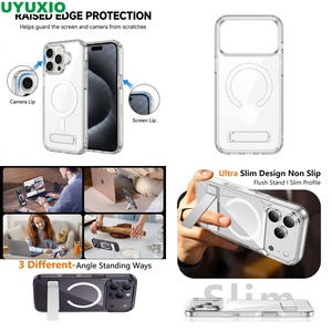 Étui transparent magnétique avec support pour <span class=keywords><strong>iPhone</strong></span> 17 16 15 14 13 Pro Max <span class=keywords><strong>12</strong></span> 11 <span class=keywords><strong>12</strong></span> Mini, antichoc, bords renforcés et support mains libres - Product Image 1