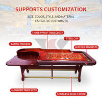 Table de Roulette Rouge de Luxe YS de Haute Qualité avec Pieds en Acier Inoxydable et en Bois Massif – Durable pour Casino, Jeux de Poker et Divertissement