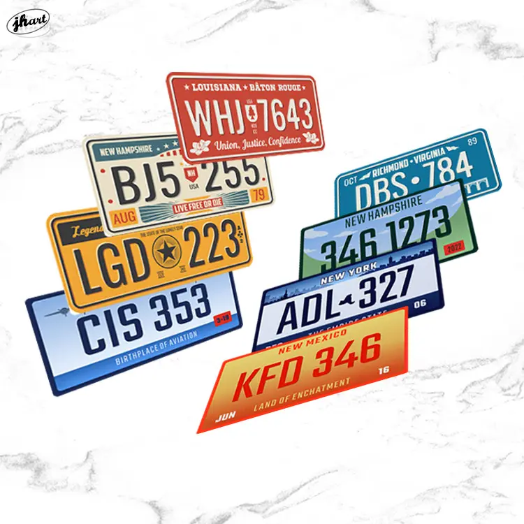 Metal Antique Car number License Plate Metal Tin Sign Wall Sticker American Car Plate Vintage Tin Sign Party or Pub Wall Decor