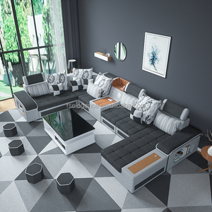 Sectionnel nordique en forme de l ou en forme de <span class=keywords><strong>U</strong></span> inclinable moderne ensemble de canapé Royal canapé en tissu cum lit canapé de salon - Product Image 1