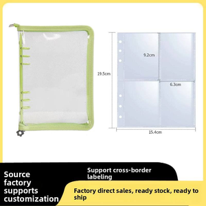 Capa Protetora A5 para Caderno com Zíper e Bolsos Transparentes em PVC para Documentos - Fichário de <span class=keywords><strong>6</strong></span> Argolas com Zíper - Product Image 6
