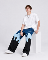 MENGTU Jeans personnalisés pour hommes, style patchwork, vintage, streetwear, denim color block, pantalon large, broderie, décontracté, baggy, OEM