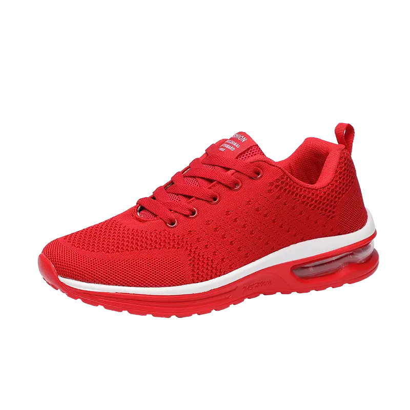 2023 New Thick Sole Mesh Sneakers Men And Women's Large Size Knit Casual Shoes Red Soft Sole Jogging Shoes