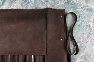 Handmade Genuine <b>Leather</b> Case for Kitchen Sheath Pocket Holder Bag With Multiple Slots for Sheath Kit Cover Storage Roll Pouch - Product Image 6