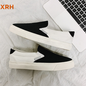 XRH Wholesale Color Blocking Custom Logo Flats Canvas <strong>Shoes</strong> Black White Slip on Casual Canvas Trendy <strong>Shoes</strong> for Women Mens Unisex - Product Image 3