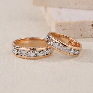 สายคาดแต่งงานประดับเพชรธรรมชาติสีโรสโกลด์18K อันงดงามโรแมนติก - Product Image 5