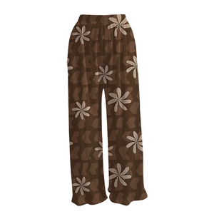 2026 <strong>Ladies</strong> Elegant Smooth Milk Silk Wide Leg Pants <strong>Floral</strong> Painted High Waist Fashion Women <strong>Trousers</strong> - Product Image 4