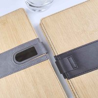 Carnet de notes professionnel N5049 en cuir PU A5 à grain de bois avec fermeture magnétique pour enregistrements de réunions et prise de notes