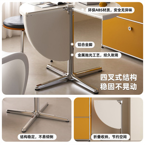 <span class=keywords><strong>Table</strong></span> à manger ronde pliable, plateau en ABS, base en <span class=keywords><strong>aluminium</strong></span> à quatre branches, <span class=keywords><strong>table</strong></span> à manger <span class=keywords><strong>extensible</strong></span> pour petit appartement, gain de place - Product Image 3