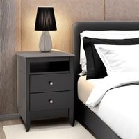 Table de chevet de style traditionnel à double tiroir avec étagère ouverte et rangement multifonctionnel pour la chambre à coucher, meubles de maison