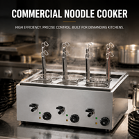 Cucina 3000W Mesin Pemasak Pasta Listrik Komersial 6 Keranjang Stainless Steel untuk Hotel