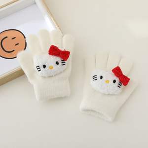 Детские теплые осенние и холодные перчатки с пятью пальцами для больших девочек зимние студенческие утолщенные - Product Image 3