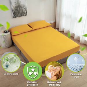 Drap-housse de mise à la terre anti-rayonnement 400TC en coton biologique avec fibres d'argent, écologique, antistatique, non toxique, taille King - Product Image 1