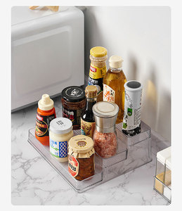 3 Étagères à épices multifonctions en plastique transparent, organisateur de pots à épices en verre pour la cuisine, le garde-manger, l'étagère, la chambre à coucher, le bureau - Product Image 5
