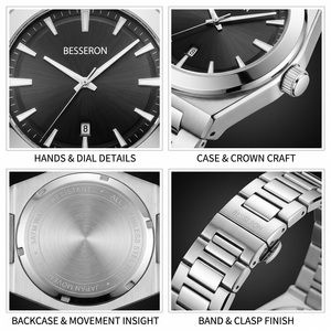 Montre à quartz pour homme en gros, en stock, marque privée, cadran marron dégradé, bracelet en acier inoxydable, prête à être expédiée pour les entreprises - Product Image 2