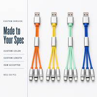 Kabel Pengisi Daya 3 in 1 Grosir Multi USB Type C Micro USB USB-A Kabel Data Silikon Pengisian Cepat untuk Ponsel Tablet