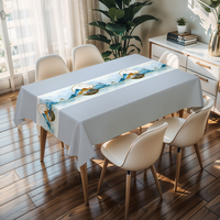 Nappe carrée anti-rayures gris clair RNPT à motif de perches, résistante aux taches, motif floral, pour dîner en famille