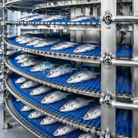 KHFT Gravity Modulaire Dumpling Brood IQF Mesh Belt Spirale Koeler Koelvriezer Conveyor Toren Tunnel Machine