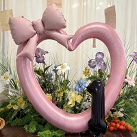 Ensemble de 3 ballons en aluminium noir numérique de 16 pouces avec un cœur creux rose, adaptés à la décoration de fête d'anniversaire.