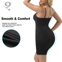 1342L Sous-vêtement gainant invisible lisse pour femme, col rond, rembourré, longue nuisette, lingerie sculptante, vente en gros