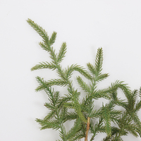 Dekorasi Natal batang pinus Norfolk sentuhan asli 66CM, bunga kering yang diawetkan, bunga dekorasi lainnya
