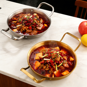 Sartén para Paella de Acero Inoxidable Pulido Estilo Coreano FLEY, Resistente al Calor, para Uso Doméstico, en Restaurantes y Comercial - Product Image 1