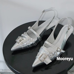 Mules Plateados con Punta en Pico, Estilo Mary Jane, de Charol con Correa de Hebilla, Zapatos de Moda para Mujer para Todas las Temporadas - Product Image 4