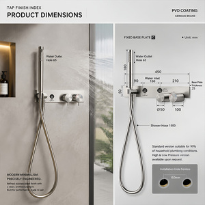 Sistema de <span class=keywords><strong>ducha</strong></span> de pared cepillado con riel vertical, rociador de mano y control de doble perilla, venta al por mayor de fábrica - Product Image 3