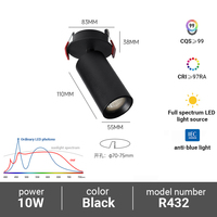 Plafonnier Moderne en Aluminium Pur et Verre 30 90 Ra LED Downlights avec 7W/10W Ajustable Projecteur Haute Luminosité