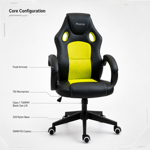 Chaise de jeu Moonki à dossier haut avec accoudoirs réglables et soutien lombaire, chaise de bureau pivotante en cuir PU pour bureau d'ordinateur - Product Image 2