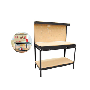 Tables de travail métalliques empilables robustes pour atelier, armoire à outils, établi réglable en hauteur avec panneau perforé et tiroir - Product Image 2