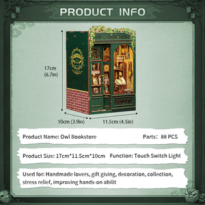 <span class=keywords><strong>CuteBee</strong></span> Best Selling Miniature Model  Mini Dollhouse DIY Book Nook Owl Bookstore 3D Wooden Puzzle Book Nook Kit Use As Gifts - Product Image 5