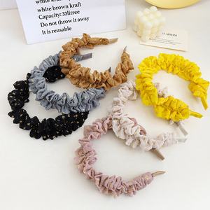 Cerceau de tête en mousseline de soie, <span class=keywords><strong>serre</strong></span>-tête de couleur Pure, impression vintage et bronzée, bandeau pour dames, à la mode coréenne - Product Image 1