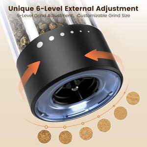 Molinos de Sal y Pimienta Automáticos y Manuales con Ajuste de Grosor, Juego de Molinillos por Gravedad con Base, Venta al Por Mayor - Product Image 6