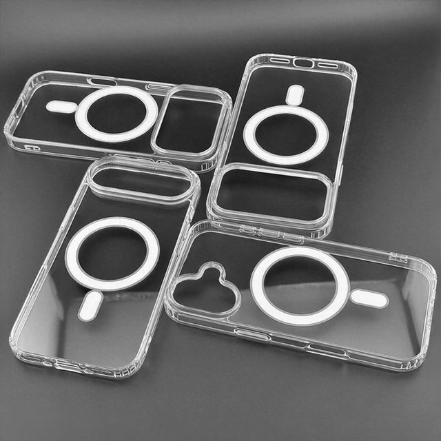 Magnetic Transparent TPU+PC Shockproof Wireless Charging Phone Case for Premium Mobile Phone Cover